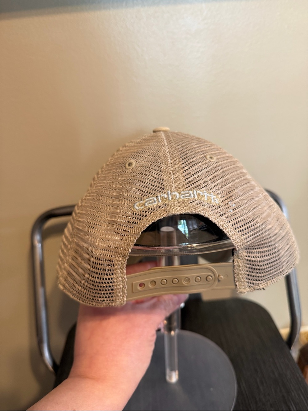 Carhartt Tan Canvas Mesh Trucker Hat Snapback Cap - Picture 4 of 8